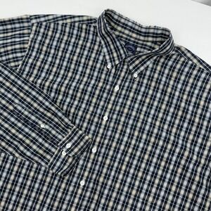 Brooks‎ Brothers Supima Button Down Shirt Mens 2XLT Plaid Non Iron Long Sleeve